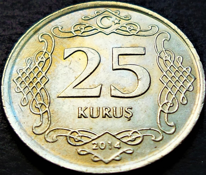 Moneda 25 KURUS - TURCIA, anul 2014 *cod 701 B = A.UNC