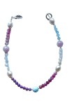 B260b. Bratara de Luxe3b, Perle Morganit Turmalina Acvamarin, Multicolor, 17 cm, RavariuArt