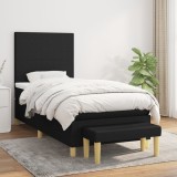 Cumpara ieftin Gossi pat box spring cu saltea, negru, 90x190 cm, textil