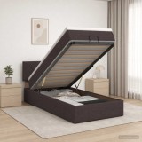 Cumpara ieftin Pat Ottoman cu Saltea si LED Maro inchis 90 x 200 cm Tesatura