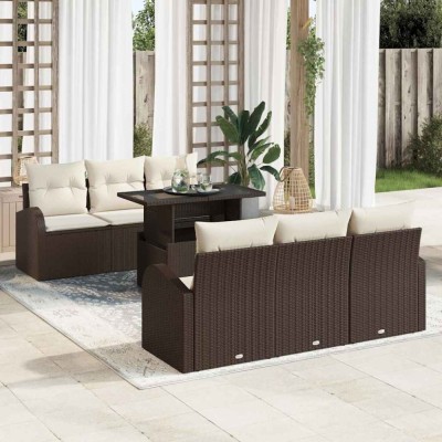 vidaXL Set de canapele pentru grădină 7 pcs Maro 100 x 55 x 73 cm foto