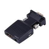 Adaptor-Convertor VGA-HDMI , Intrare Audio , Rezolutie maxima 1080p , Negru