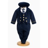 Cumpara ieftin Costum botez catifea bleu, model cu frac- DPH318