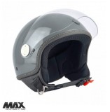 Casca open face pentru scuter - motocicleta (demi-jet) Max Helmets model DJ06 LS 7.9 (FLS) culoare: gri lucios (GFLN) &ndash; 100% MADE IN ITALY S (55/56cm)