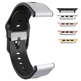 Curea hibrid silicon-piele, compatibila Apple Watch 9|8|7|6|5|4|3|2|1 Series, 41mm|40mm|38mm, Pearl White