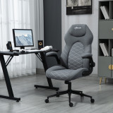 Cumpara ieftin Scaun de birou ergonomic Vinsetto cu &icirc;nălțime reglabilă și cotiere rabatabile, scaun &icirc;nclinabil cu 5 roți, 65,5x69,5x112-122 cm, de culoare gri &icirc;nchis