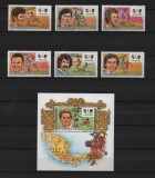 GUINEA, FOTBAL 86 - COLIȚĂ + SERIE COMPLETĂ MNH, Nestampilat