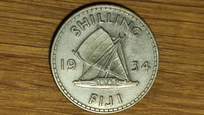 Fiji britanic -moneda exotica argint - 1 shilling 1934 -George V- greu de gasit! foto