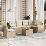 vidaXL Set canapele de grădină, 7 piese, cu perne, bej, poliratan 3257360