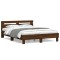 Cadru de pat cu tablie, stejar maro, 140x200cm, lemn prelucrat