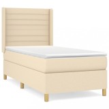 Cumpara ieftin Pat box spring cu saltea, crem, 90x200 cm, textil