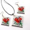 set bijuterii lemn cu maci 41815