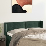 Cumpara ieftin Tăblie de pat cu aripioare verde &icirc;nchis 147x16x78/88 cm catifea