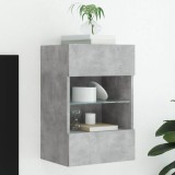vidaXL Comodă TV de perete cu lumini LED, gri beton, 40x30x60,5 cm