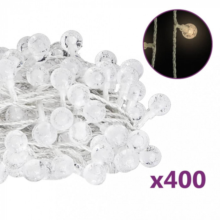 vidalXL Ghirlanda luminoasa, 400 LED-uri, alb cald, 8 functii, 40 m