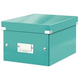 Cutie depozitare carton laminat pliabila cu capac 220 x 160 x 280 mm Leitz WOW Click&amp;Store turcoaz