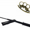 Set baston telescopic flexibil negru maner tip tonfa 47 cm + pumnal/box crani