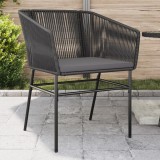 Gossi scaune de gradina cu perne, 2 buc., negru, poliratan