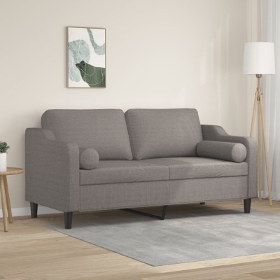 vidaXL Canapea cu 2 locuri cu pernuțe, gri taupe, 140 cm, textil 3200852 foto
