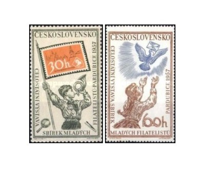 Cehoslovacia 1957 - Expozitie Filatelica Junior, serie neuzata foto