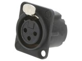 Soclu XLR Mamă 3 Pin Negru cu Buton Lipire 16A
