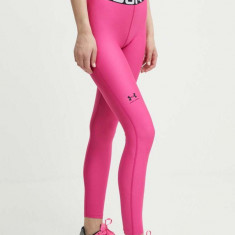 Under Armour leggins de antrenament HG Authentics culoarea roz, cu imprimeu