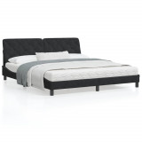 Cadru de pat cu lumina LED, negru, 180x200 cm, catifea GartenMobel Dekor, vidaXL