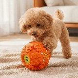 Cumpara ieftin Bila pentru caini cu distribuitor de recompense, 9.5 cm, cauciuc durabil, Portocaliu