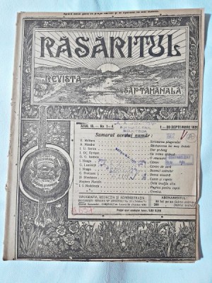 Revista Rasaritul, anul III, nr.1-4/1920 (din cuprins, versuri de V.Militaru) foto