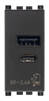 Priza USB tip A+C 5V 2,4A 1M Vimar Arke gri antracit 19292.AC foto