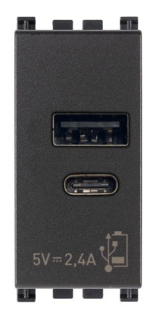 Priza USB tip A+C 5V 2,4A 1M Vimar Arke gri antracit 19292.AC
