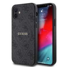 Husa pentru iPhone 12 / iPhone 12 Pro - Guess 4G Ring Classic Logo MagSafe (GUHMP12MG4GFRK) - Black foto