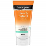 Lotiune de curatare si masca pentru ten predispus la pete, Neutrogena Clear &amp; Defend 2in1 Wash Mask, 150 ml