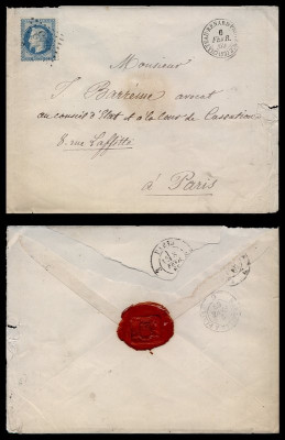 France 1869 Postal History Rare Cover Ch&amp;acirc;teau-Renard-Provence to Paris D.162 foto