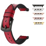 Curea hibrid piele-silicon, compatibila Apple Watch 9|8|7|6|5|4|3|2|1 Series, 41mm|40mm|38mm, Tart Red