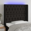 VidaXL Tăblie de pat cu LED, negru, 103x16x118/128 cm, textil 3124376