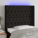 VidaXL Tăblie de pat cu LED, negru, 103x16x118/128 cm, textil 3124376