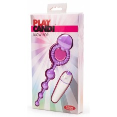 Play Candi Blow Pop - Inel Pentru Penis cu Glonț Vibrator și Bile Anale, 15 cm