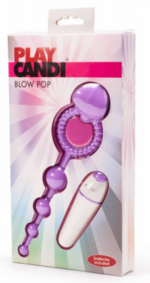 Play Candi Blow Pop - Inel Pentru Penis cu Glonț Vibrator și Bile Anale, 15 cm foto