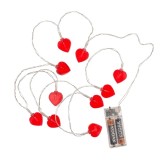 Instalatie Led cu 10 Inimioare Rosii, 165 cm