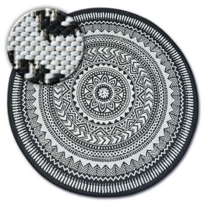 Covor rotund sisal Flat 48695/690 Vitraliu, cerc 120 cm foto