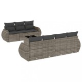Cumpara ieftin Set canapele de gradina cu perne, 8 piese, gri, poliratan