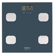 Cantar de baie Tefal Body Up BM2520V0, 150 kg, LCD, Sticla, 8 memorii, Indice de masa corporala, Albastru