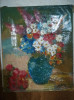 Tablou vas cu flori, ulei pe panza, semnat, fara rama, 42 x 35 cm, Realism