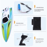 Barca de curse cu telecomanda,15 km h, rezistenta la apa, pentru piscine si lacuri, incarcare USB, acumulator inclus, 35x10.5x10 cm