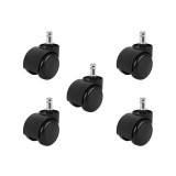 Set 5 roti universale, pentru scaune de birou/gaming, 5 cm diametru, negre