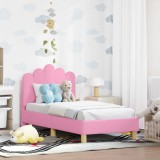 vidaXL Cadru de pat pentru copii cu spătar Roz 70 x 140 cm țesătură 42011042