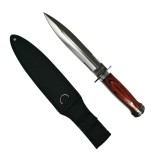 Cumpara ieftin Cutit Vanatoare Ideallstore Columbia, 28.5cm, Otel, Lemn Maro, Teaca Curea, Ambidextru, Pescuit