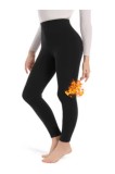Leggings termice pentru femei cu căptușeală din fleece pentru iarnă &ndash; Negru XL-XXL