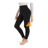 Leggings termice pentru femei cu căptușeală din fleece pentru iarnă &ndash; Negru XL-XXL